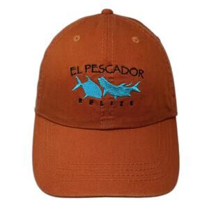 Cobra Baseball Cap Orange Blue El Pescador Belize Fish Hat OS Adjustable